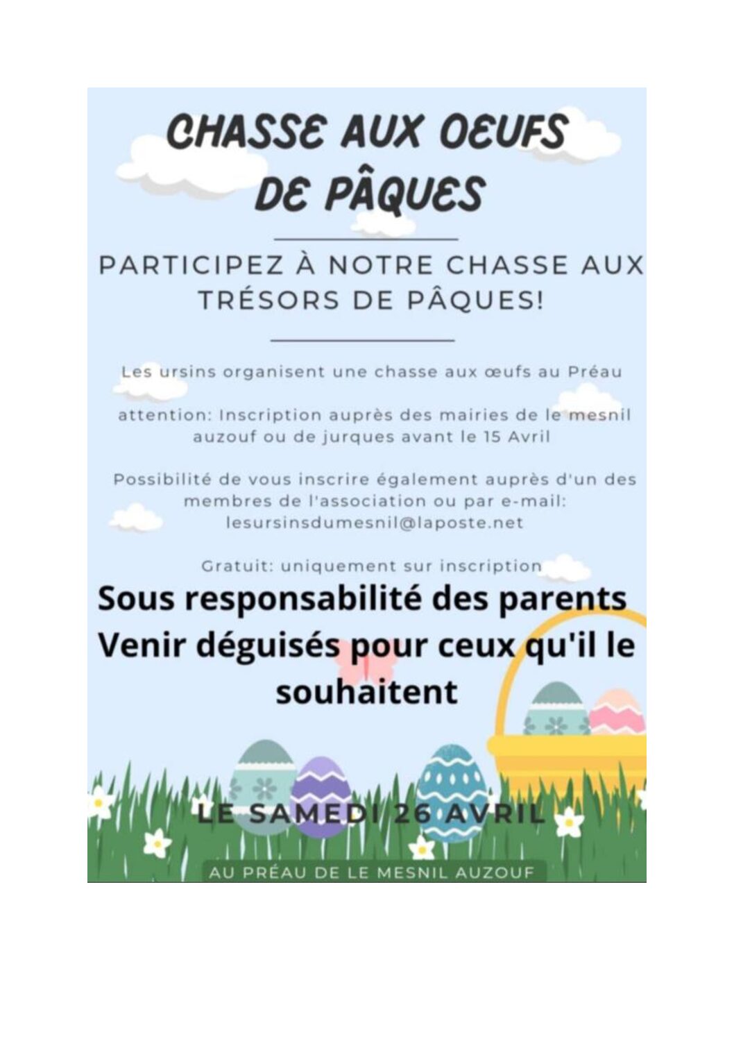 Samedi 26 avril – 15h00